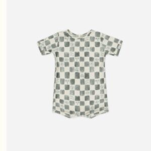 Rylee and Cru shorty one piece swimsuit. Coastal Check